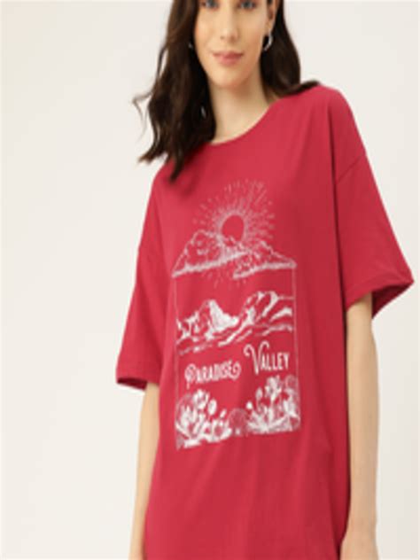 Buy Dressberry Printed Drop Shoulder Sleeves Pure Cotton T Shirt Tshirts For Women 23280300