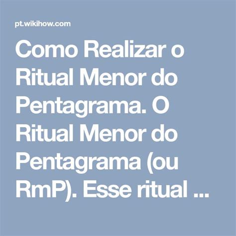 Formas De Realizar O Ritual Menor Do Pentagrama O Ritual Ritual