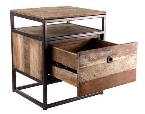 Table de chevet industrielle bois recyclé SWING Tables de chevet