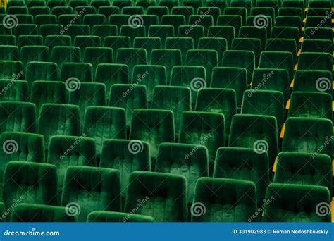 Rows Of Green Empty Seats In Assembly Hall Stock Image Image Of Retro People 301902983