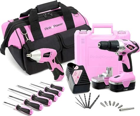 Pink Power Juego de taladro para mujer Taladro inalámbrico rosa