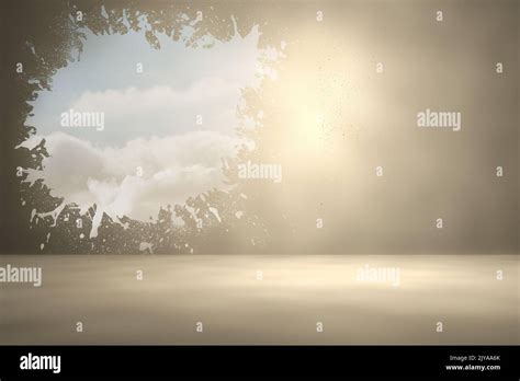 Splash On Wall Revealing Blue Light Stock Photo Alamy