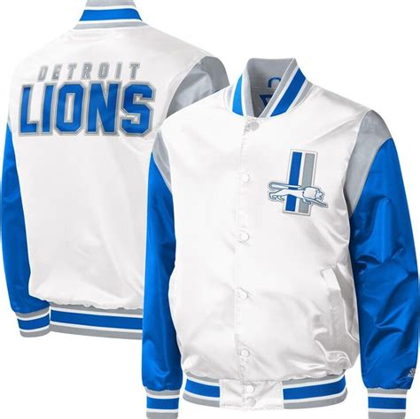 Men S Starter White Detroit Lions Throwback Warm Up Pitch Satin Full