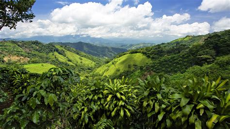 Mountains and hills with view into valley San José Costa Rica