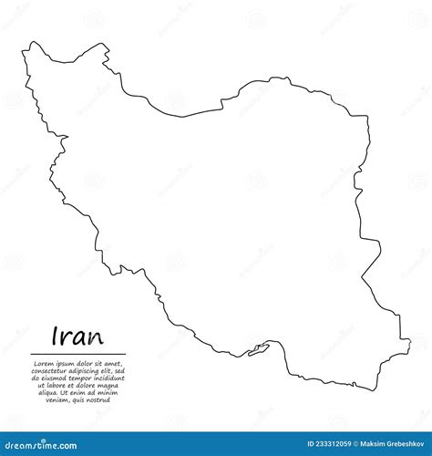 Simple Outline Map Of Iran In Sketch Line Style Stock Vector