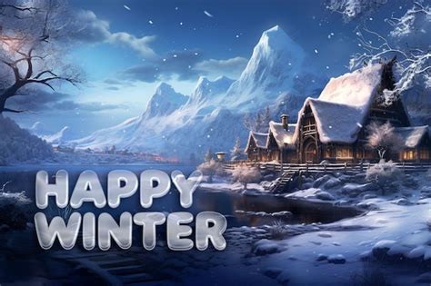 Premium Psd Happy Winter Background Template With Magic Winter Scene