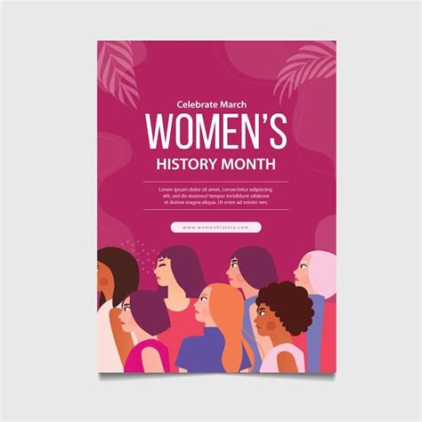 Premium Vector Flat Womens History Month Vertical Poster Template