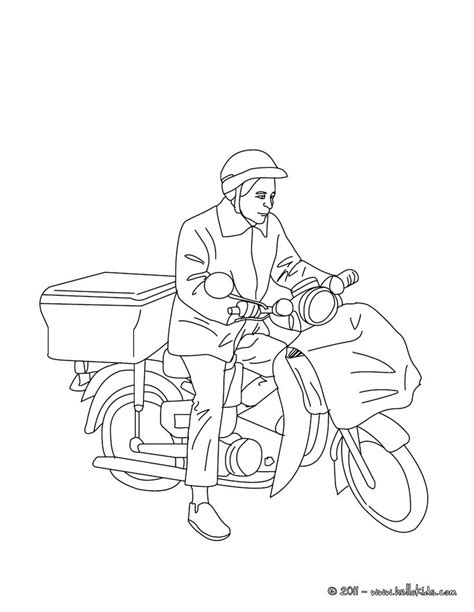 Postman on his postman bike coloring pages - Hellokids.com