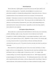 Moral Relativism Docx 1 Moral Relativism Moral Relativism Is A