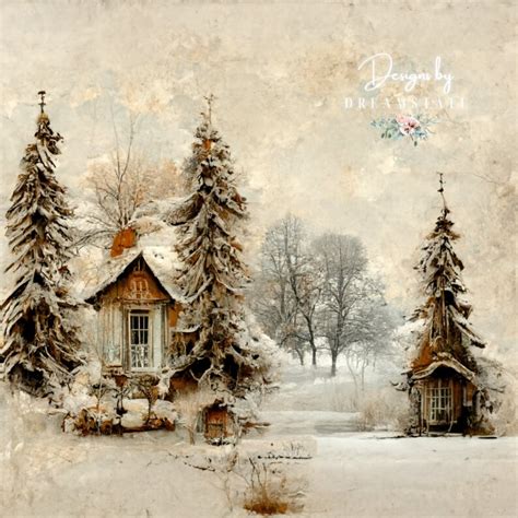 Vintage Winter Landscape Wall Art