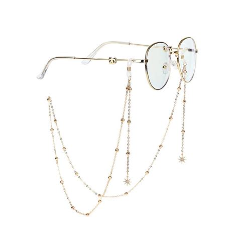 Ainini Inch Eyeglass Chains Star Gold Bead Face Mask Lanyard Mask