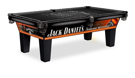 The Jack Daniels Table Has The Label Printed On The Table Top And The