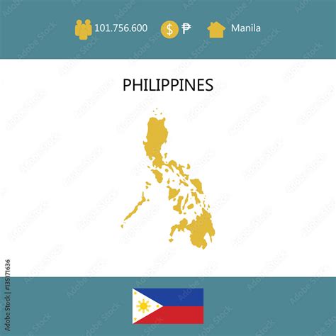 Philippines Maps With Nation Flag Stock Vector Adobe Stock