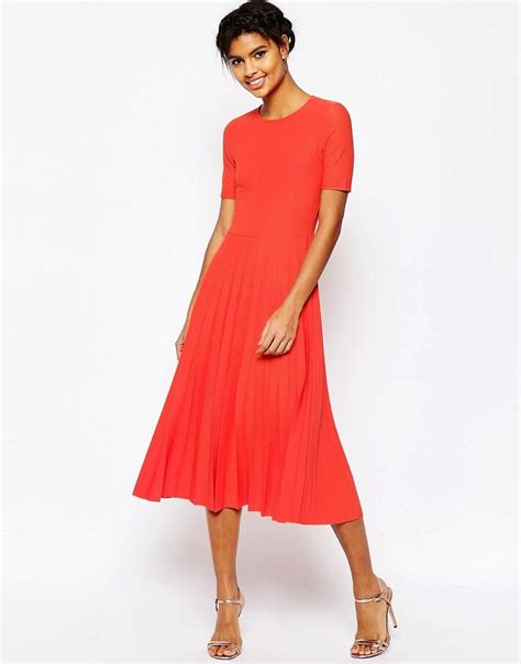 Asos Textured Pleated Midi Dress At Abiti Vestiti Da Giorno