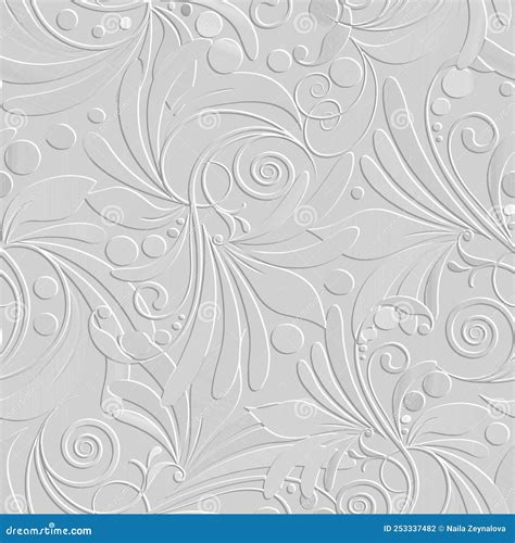 Emboss Floral 3d Seamless Pattern Embossed White Background Vintage