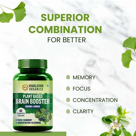 Himalayan Organics Plant Based Brain Booster Supplement With Ginkgo Biloba And Brahmi Boost