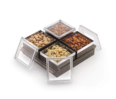 Liza Dry Fruit Container With Serving Tray Set Of 5 Home