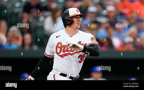 Baltimore Orioles Adley Rutschman Follows Through On A Swing Against