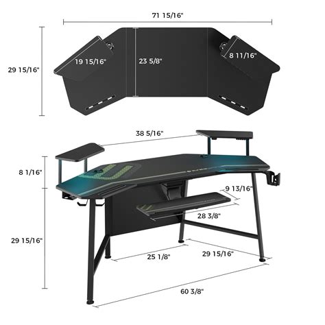 Buy Eureka Ergonomic Gaming Desk With Led Lights Large Wing Shaped