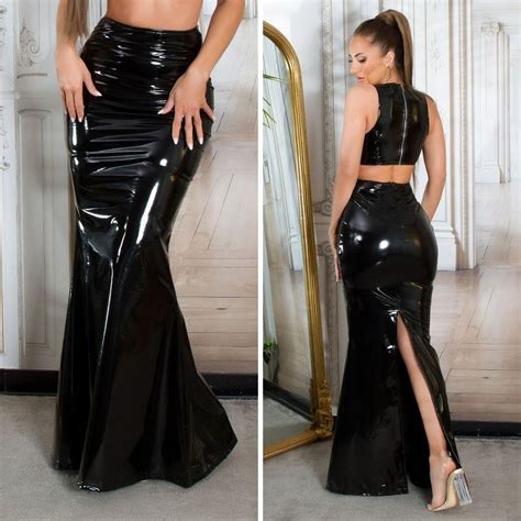 Comprar Falda Larga Latex Look Negra Ropa Sexy Irresistible