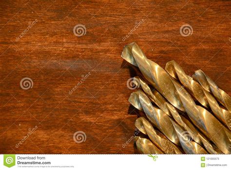 Gold Drill Bits Stock Image Image Of Drill Woodworking 121055573