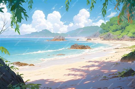 Free Photo | Cartoon style summer scene with beach