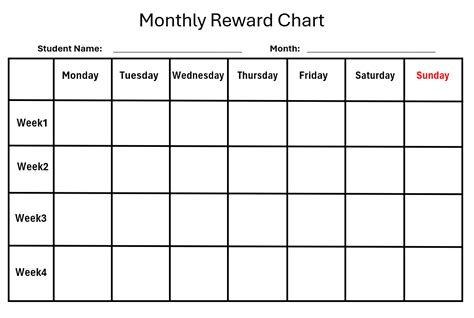 Reward Chart Template Free Word Templates