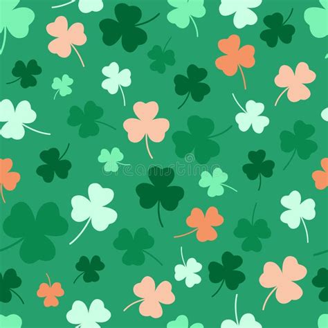 St Patricks Day Pattern With Colorful Shamrocks Seamless Green