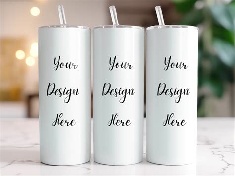 20 Oz Skinny Tumbler Full Wrap Mockup Canva Tumbler Mockup Png 3 ...