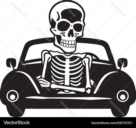 Skeletal Surge Skeleton Riding Auto Haunted Vector Image