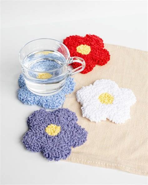 Handmade Flower Coaster Punch Needle Embroidered Etsy Punch Needle