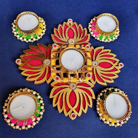 Buy DECORATIVE BUCKETS Rangoli Traditional Tea Light Holders Set Of