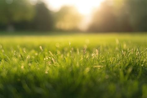Premium Ai Image Neatly Trimmed Lawn On Blurred Spring Background