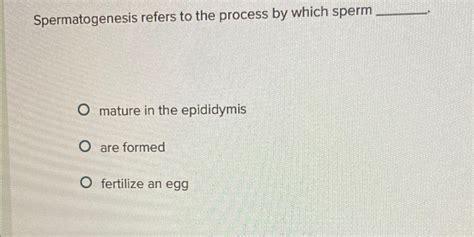 Solved Spermatogenesis Refers To The Process By Which Chegg