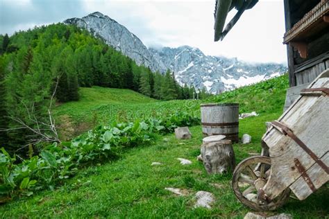 Mountain Hut On Jenkalm With Scenic View On The Mountains Of Kamnik