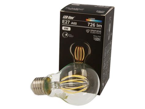 Żarówka Led Line® Filament E27 A60 180 265v 6w 726lm 4000k Biała