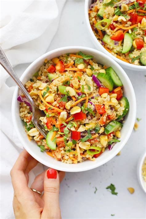 Thai Quinoa Crunch Salad With Peanut Dressing One Lovely Life