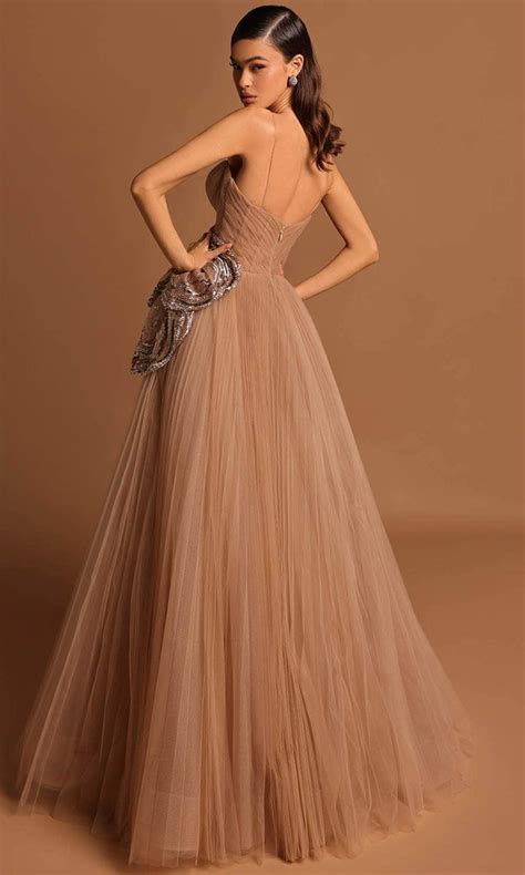 Tarik Ediz 98558 Sleeveless Pleated A Line Evening Gown Couture Candy