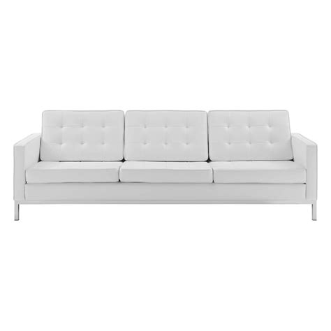 Modern White Faux Leather Sofa - AptDeco