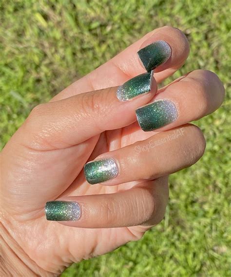 Green Silver Glitter Ombre Nail Wraps Nail Strips Nail Stickers