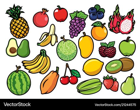 Fruits Set Collection Royalty Free Vector Image