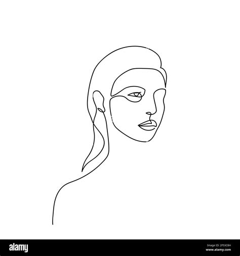 Continuous Line Abstract Face Contemporary Minimalist Female Portrait