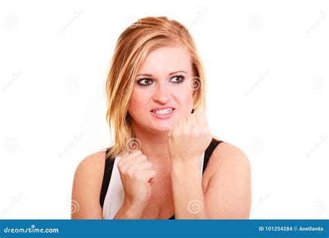 Very Angry Blonde Woman Isolated Stock Photo Image Of Expression