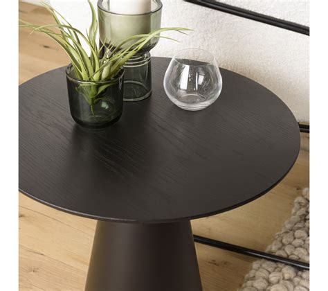 Daly Table D appoint Ronde Noire 50x50cm Pied Conique Métal Bout de