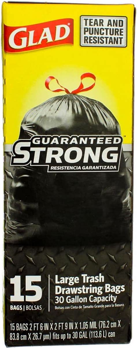 Glad 30 Gal Trash Bags Drawstring 15 Pk Health And Household