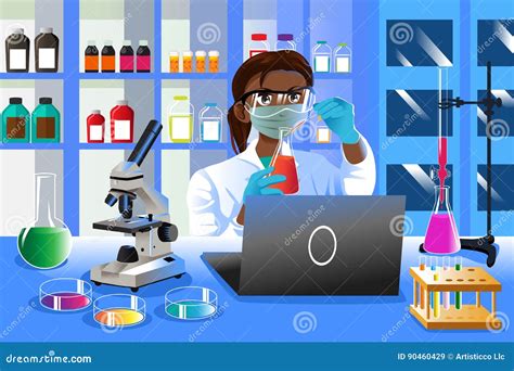 Female Scientist Working In The Lab Stock Vector Illustration Of People Research 90460429