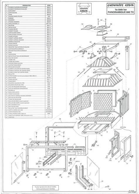 Pièces détachées Insert 840 TX Godin Cheminées Philippe France