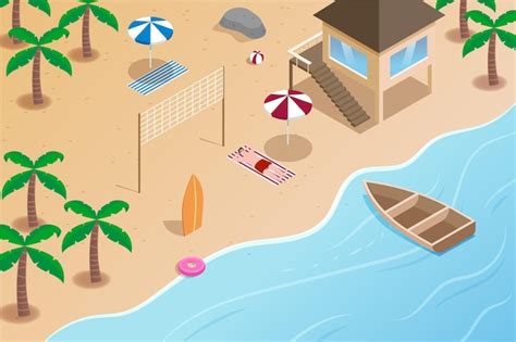 Isometric Beach Free Vector