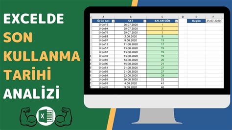 Excel de Son Kullanma Tarihine Kaç Gün Kaldığını Bulmak Dinamik