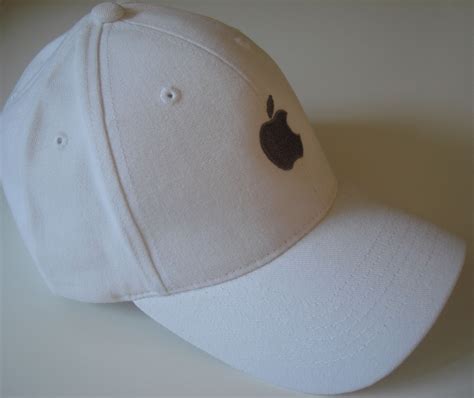 Apple logo Hat silver embroidered adjustable white cap mac Fan geek b ...